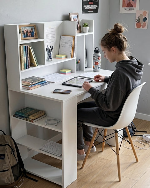 Combo Escritorio FLEXA blanco + Silla TOWER - Open Hogar