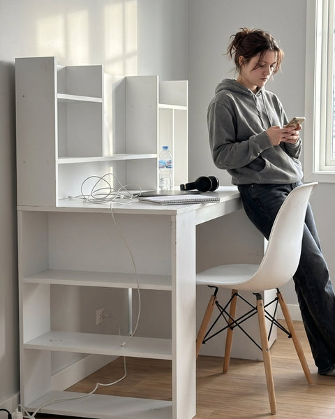 Combo Escritorio FLEXA blanco + Silla TOWER - Open Hogar