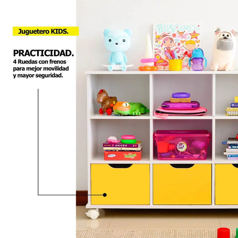 Juguetero KIDS blanco amarillo - Open Hogar