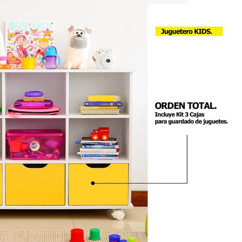 Juguetero KIDS blanco amarillo - Open Hogar