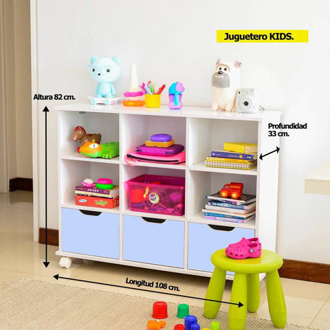 Juguetero KIDS blanco celeste - Open Hogar