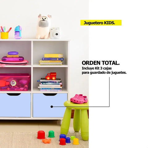 Juguetero KIDS blanco celeste - Open Hogar