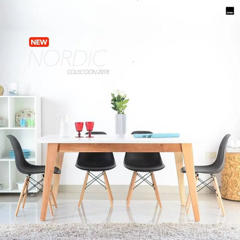 Set Mesa NORDIC + Sillas TOWER negro - Open Hogar