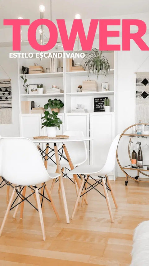 Set Mesa TOWER + 4 Sillas TOWER - Open Hogar