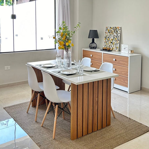 Set Mesa URBAN 150 + Sillas TOWER blanco - Open Hogar