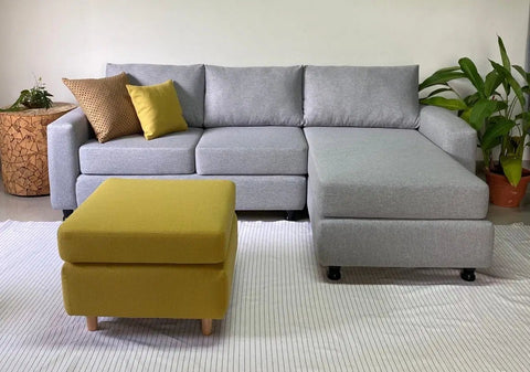 Sofá con chaise gris claro - Open Hogar