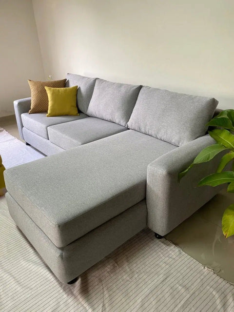 Sofá con chaise gris claro - Open Hogar