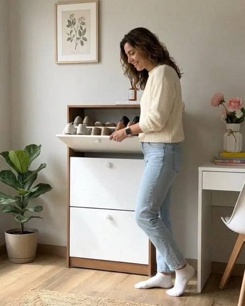 Zapatera PLUS nature blanco - Open Hogar